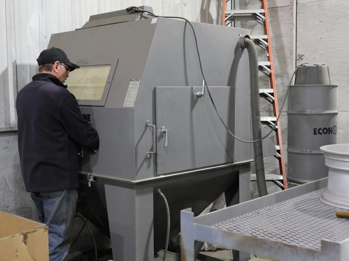 Sand blaster at Mineral Fabrication warehouse. Sand blaster at Mineral Fabrication warehouse.