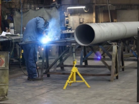Welding and metal fabrication being done at Mineral Fabrication.